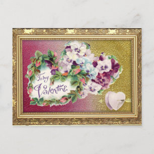 Postal Festiva Corazones Florales Vintage Valentine Postcard