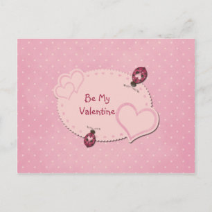 Postal Festiva Corazones Ladybugs Valentine Postcard