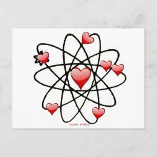 Postal Festiva Corazones rojos de San Valentín atómico
