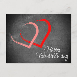 Postal Festiva Corazones Rojos Pizarra Feliz Día de San Valentín
