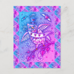 POSTAL FESTIVA CORAZONES SIMILARES N' CORAZONES CUPIDOS OWL VALEN