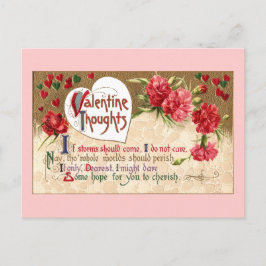Postal Festiva Corazones y claveles Vintage Valentine