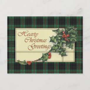 Postal Festiva Cordiales saludos de Navidad, Gunn Tartan