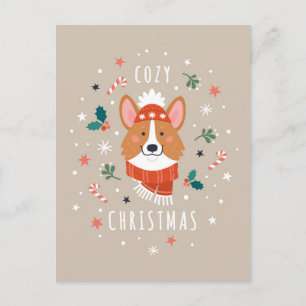 Postal Festiva Corgi Acogedor - Calidez Navideña