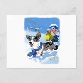 Postal Festiva Corgi de Invierno