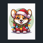 Postal Festiva Corgi Merry Christmas Winter Animals Cute Corgis<br><div class="desc">El Corgi para Navidades con luces de hadas. Animales divertidos con luces y gorras de amigos para las vacaciones. Los corgis son animales dulces y perfectos para los Navidades. Perfecto para sus hijos en la temporada de navidades.</div>