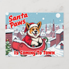 Postal Festiva Corgi Santa Paws