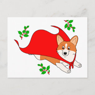 Postal Festiva Corgi Super Feliz con Capa