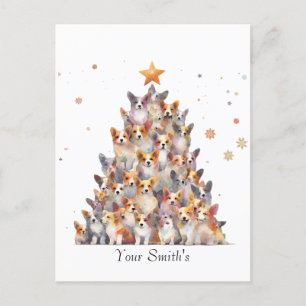 Postal Festiva Corgies Navidades