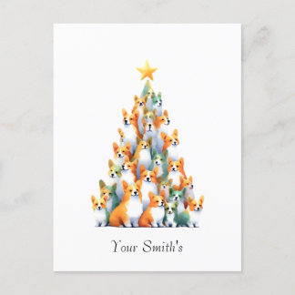 Postal Festiva Corgies Navidades