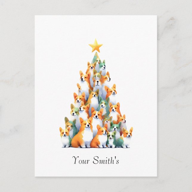 Postal Festiva Corgies Navidades (Anverso)