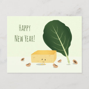 Postal Festiva Cornbread Black Eye Peas Collard Verdes Año Nuevo