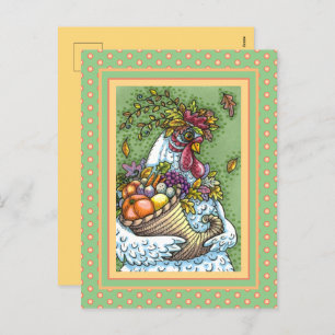 POSTAL FESTIVA CORNUCOPIA HEN, GRACIAS AL POLLO CAÍDO HARVEST