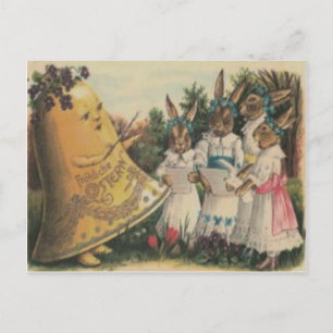 Postal Festiva Coro Easter Bunny Bell Lily Daisy