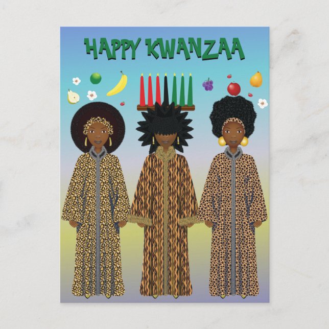 Postal Festiva Coro Kwanzaa Afroamericano (Anverso)