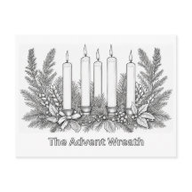 Corona de Adviento y velas para colorear imagen pa