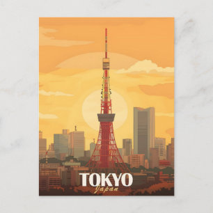 Postal Festiva Corona de neón de Tokio: Tokyo Tower en el corazón