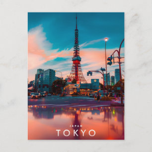 Postal Festiva Corona de neón de Tokio: Tokyo Tower en el corazón