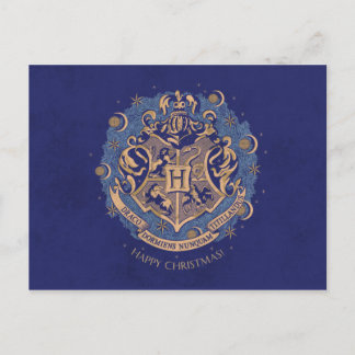 Postal Festiva Corona de vacaciones con escudo de HOGWARTS™ Azul