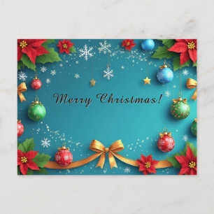 Postal Festiva Corona festiva elegante 🎄✨ Adorno de poinsettia
