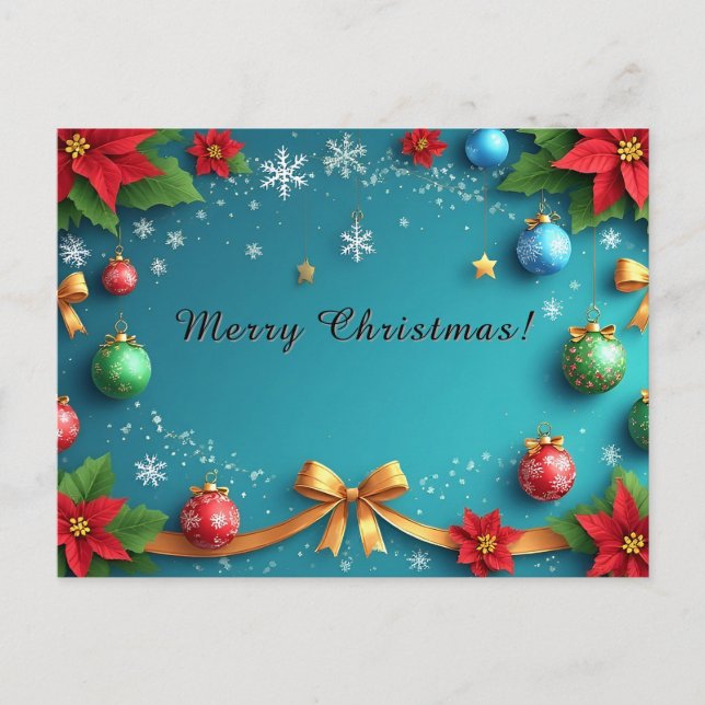 Postal Festiva Corona festiva elegante 🎄✨ Adorno de poinsettia (Anverso)