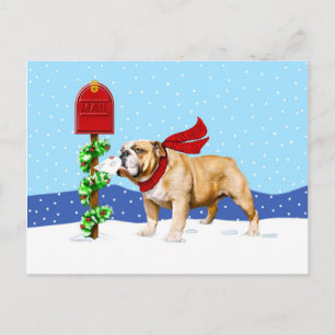 Postal Festiva Correo de vacaciones de Navidades de bulldog