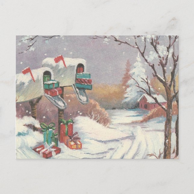 Postal Festiva Correo navideño vintage (Anverso)