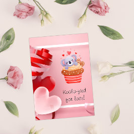 Postal Festiva Corta Koala en El día de San Valentín rosado