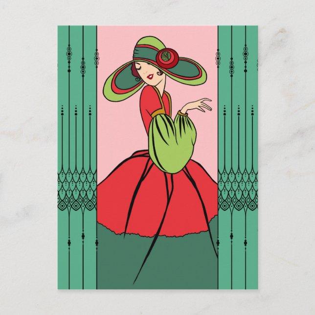 Postal Festiva CORTNEY, ART DECO: Navidades del pasado (Anverso)