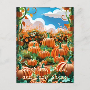 Postal Festiva Cosecha de parches de calabaza
