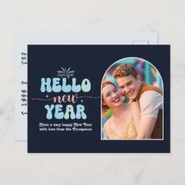 Postal Festiva Cosmic Ice New Year Retro Modern Blue Photo
