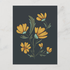 Postal Festiva Cosmos Amarillos Flor Simple Belleza