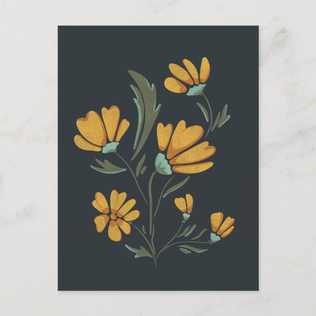 Postal Festiva Cosmos Amarillos Flor Simple Belleza (Anverso)