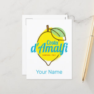 Postal Festiva Costa Amalfi Lemon Italia Vintage Costa d'Amalfi