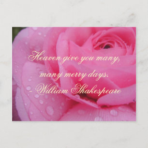 Postal Festiva Cota de Días Felices de Shakespeare, Rosa Rosa Pin
