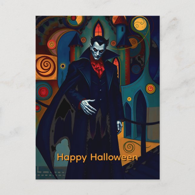 Postal Festiva Count Dracula Happy Halloween (Anverso)