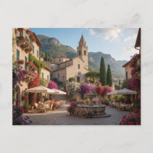 Postal Festiva Courtyard of an Italian village with a church