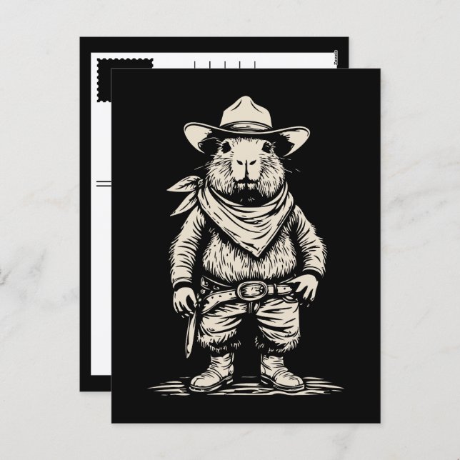 Postal Festiva cowboy capybara (Anverso / Reverso)
