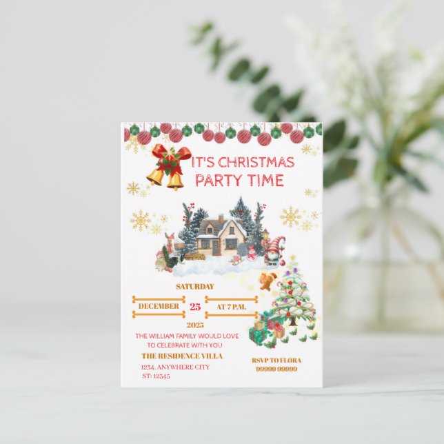 Postal Festiva Cozy Santa Christmas Post Card (Anverso de pie)