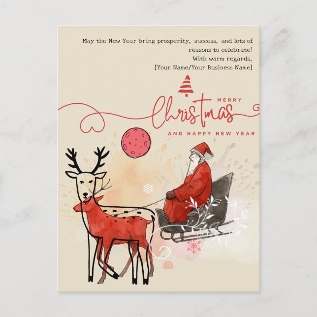 Postal Festiva cozy scandi nordic minimal watercolor christmas (Anverso)