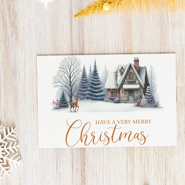 Postal Festiva Cozy Winter Cabin “Have a Very Merry Christmas" (Subido por el creador)