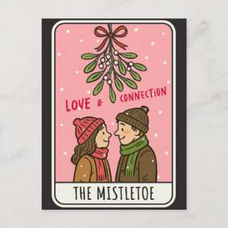 Postal Festiva Cozy Winter Lovers Under Mistletoe Romantic