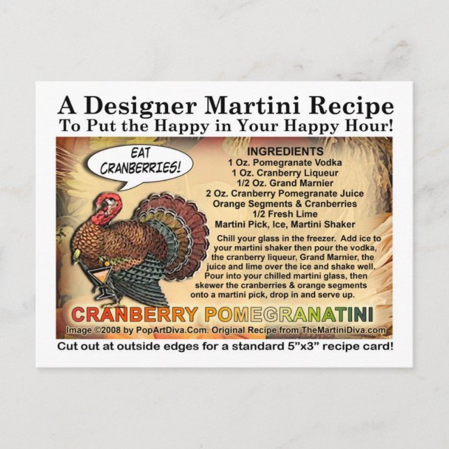 Postal Festiva Cranberry PomegranateReceta Martini de Acción de G (Anverso)
