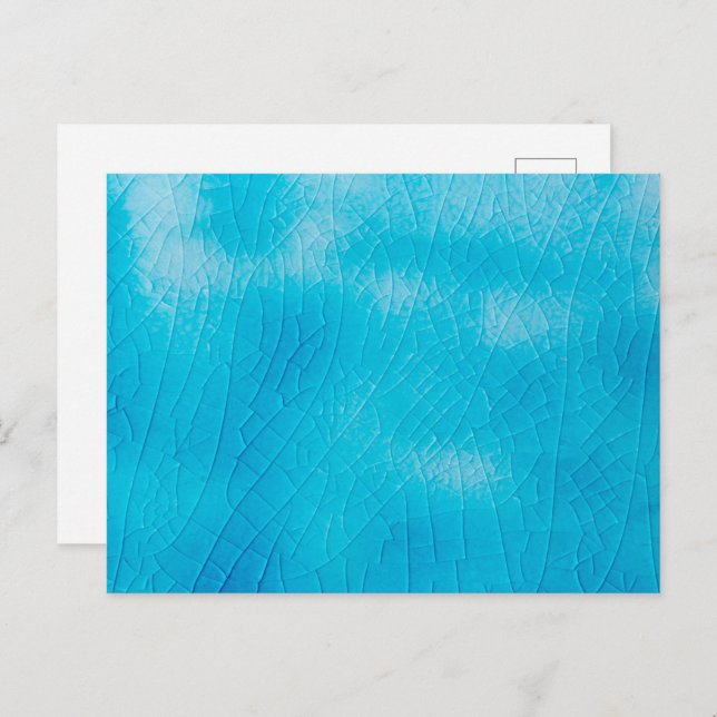 Postal Festiva Craquelado de porcelana turquesa con cristales (Anverso / Reverso)