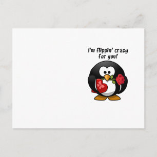 Postal Festiva Crazy Para Ti El día de San Valentín Penguin