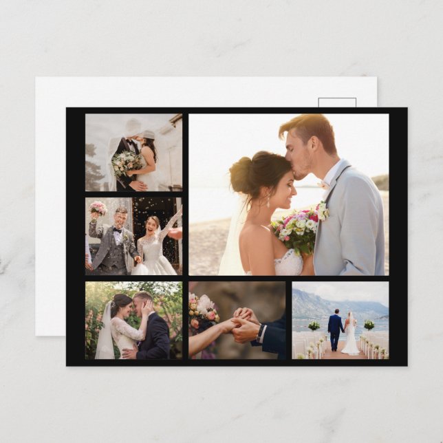 Postal Festiva Crea tu propio Collage de fotos 6 negro (Anverso / Reverso)