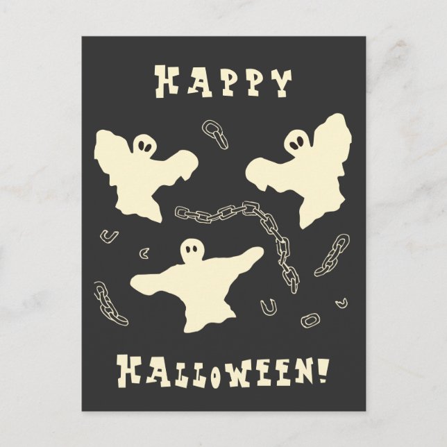 Postal Festiva Creamy Ghosts - ¡Feliz Halloween! (Anverso)