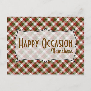 Postal Festiva Crear sus propios Navidades Gingham Holiday