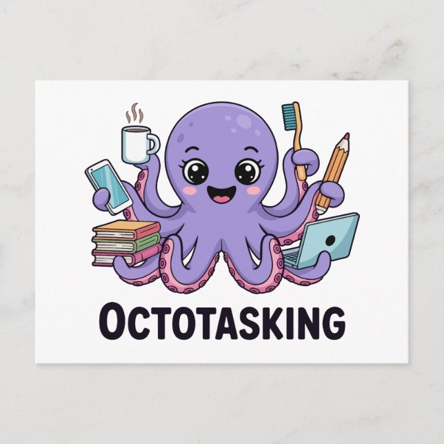 Postal Festiva Creatura de Octotasking en modo multitarea (Anverso)