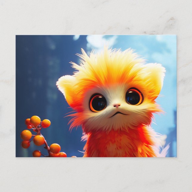 Postal Festiva Creatura naranja (Anverso)